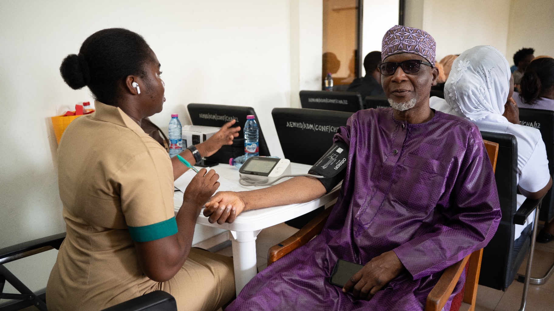 Health care provider performing a screening